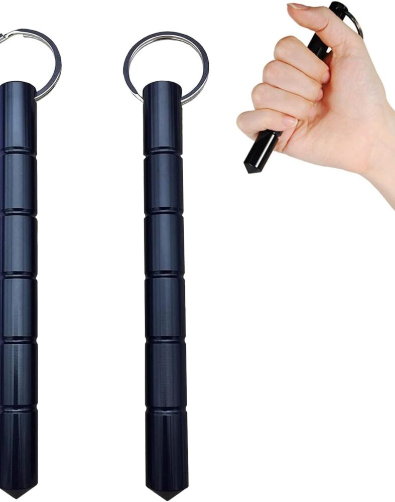 2 Pcs Self Defense Keychain Set,Portable Metal 2-pack of keychain, aluminum Blunt Force
