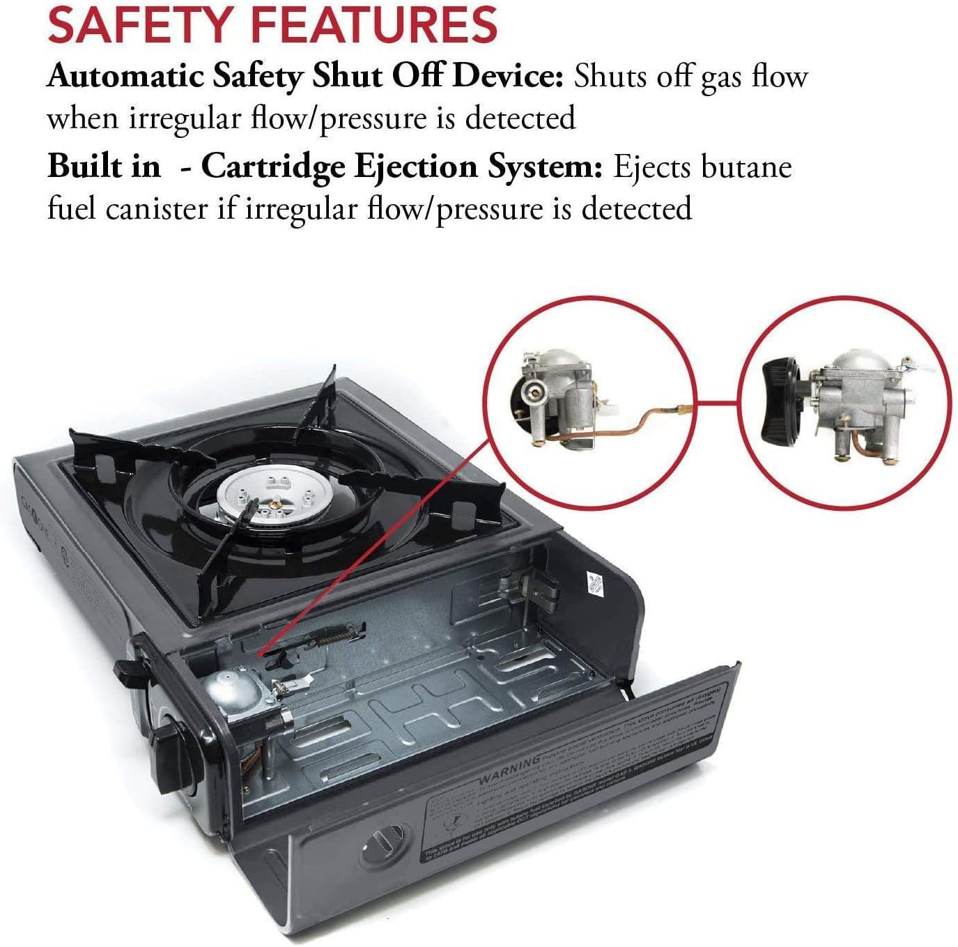 Gas One Portable Butane Camping Stove with Case: Automatic Ignition, Precise Heat Control - Camping & Tailgating and Outdoor Cooking - Image 5